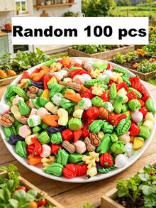 10/30/50/100pcs Realistic Resin Fruit And Vegetable Beads - Assorted Craft Kit, Includes Tomato, Cucumber, Chili Pepper, Etc., Suitable For DIY Jewelry, Home Decor Crafts - Resin Vegetable Pendant - View 17