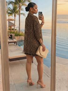 SHEIN Lady CURVE Casual Vintage Leopard Print Loose Plus Size 2 Pieces Set, Suitable For Summer - Multicolor - View 2