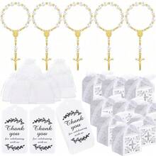 Bộ 100 món quà rửa tội, bao gồm chuỗi hạt mini, hộp quà, túi organza, thẻ cảm ơn - Quà tặng Công giáo (Màu bạc) - Nhiều màu - Xem 14
