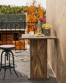 Tribesigns Square Bar Table With Storage Cabinet, 39.4 Inch High Top Pub Table With 3-Tier Cabinet, Wood Bistro Cocktail Table For Home Bar, Pub, Kitchen, Dining Room, Rustic Brown - Brown - View 6