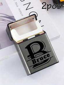 1/2Pcs Estuche de cigarrillos personalizado, estuche de cigarrillos magnético con nombre grabado personalizado, estuche de cigarrillos con tapa abatible personalizable y elegante, capacidad para 20 cigarrillos, regalo personalizado para el Día del Padre, portacigarrillos, regalos de aniversario, regalos para padrinos de boda - Estilo A - Ver 16