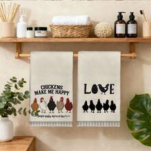 2 Buah Handuk Dapur, Gaya Pastoral Retro Amerika dengan Motif Ayam yang Menarik, Handuk Dapur Mikrofiber Persegi Panjang 40*60cm, Lap Piring, Taplak Meja, Handuk Tangan, Dekorasi Dapur, Dekorasi Rumah, Hadiah Pindah Rumah untuk Tetangga, Serbet dan Lap Piring, Dekorasi Rumah, Hadiah - Grey - View 10
