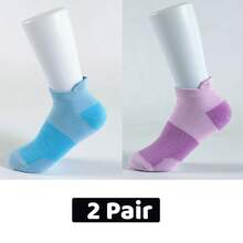 5 Pairs/2 Pairs Women's Fashion Contrast Color Ear Tab Foot Protection Casual Short Socks, Spring/Summer Sweat-Absorbing Breathable Creative Sports Socks With Waistband Fit, Daily Versatile - Multicolor - View 14
