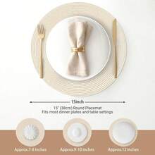 4/6/8pcs 15 Inch Round Woven PP Placemats, Washable Non-Slip Heat-Resistant Table Mats, Suitable For Home Dining Table Decor, Holiday Party, Wedding, Outdoor - Beige - View 2