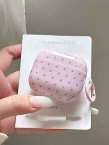 1pc Black/White/Pink/Blue/Pink Gray/Yellow Korean Style Minimalist Solid Color Small Polka Dot With Hanging Ring Earphone Case Compatible With Airpodspro3 New Airpodspro2 Protective Cover Pro Cute Apple Airpods4 Minimalist Airpods3 Personalized 1/2 Generation Girls Earphone Case Protective Cover - Multicolor - View 5