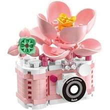 6 Sets Flower Camera Micro Particle Building Blocks Assembly Toy Set, Collectible Cute Camera Miniature Model, Creative Decorative Gift, Suitable For Desktop Display, Photographer Use - Multicolor - View 3