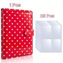 Laminated Binder With 25 4-Pocket Photo Card Pages, 25 4-Pocket Card Pages, 6-Ring A5 Laminated Card Organizer, 100 Card Slots (PU Leather Laminated Cover With Magnetic Closure), For Trading Card Collection - Multicolor - View 3