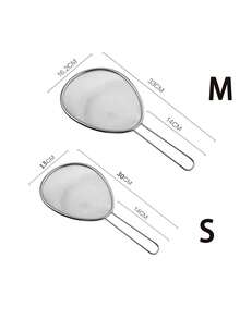 1 pieza Cucharón colador de malla fina de acero inoxidable 304, mango largo, resistente a altas temperaturas, para colar dumplings, fideos y jugos - Plateado - Ver 7