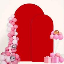 Red Arch Background, 5ft, 6ft, 6.6ft, 7.2ft Wedding Arch Cover 2-Sided Spandex Fitted Fabric Arch Backdrop Round Arch Background Fabric For Birthday Party Wedding Arch Stand Decoration (Arch Stand Not Included, Fabric Backdrop Only) - Red - View 5