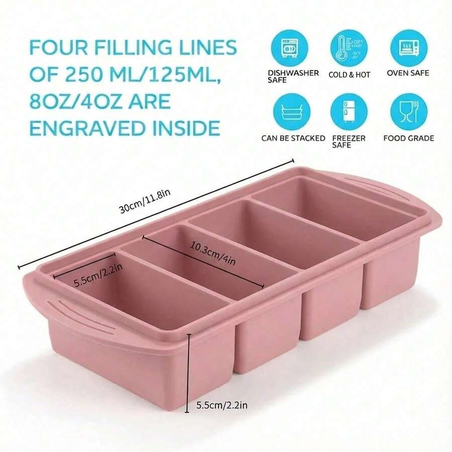 1 Cup Silicone Freezer Trays With Lids, Soup Container Style Ice Cube Trays, Easily Prepare Portioned Meals, Ideal For Storing Soups, Pasta, Sauces, And Leftovers; Dishwasher Oven - 彩色 - 查看 1