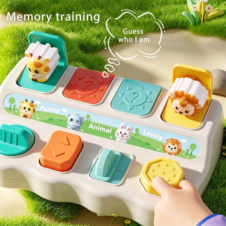 Baby Peek-A-Boo Pop-Up Box Cognitive Development Toy, Cause And Effect Toy, Q Pet Pop-Up Box Memory Training Toy - Multicolor - View 1