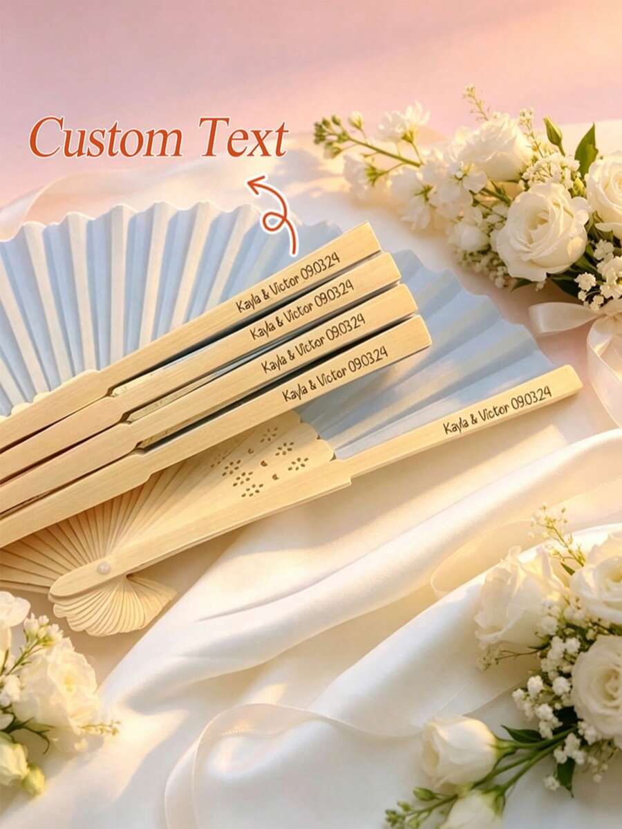 1 cái.10 cái.20 cái.50 cái.60 cái Quạt tre khắc laser tùy chỉnh - Quà tặng cá nhân hóa cho cô dâu/phù dâu, quà tặng tiệc cưới, quà tặng tiệc độc thân sang trọng, kỷ niệm, quà đính hôn