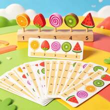 Children's Wooden Pretend Play Toy, Lollipop & Ice Cream Stick Number Matching Interactive Game Gift, Wooden Toys For Kids - Multicolor - View 13