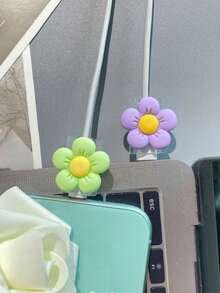 2 Transparent Flower Charger Protector Cases - Solid Purple - View 7