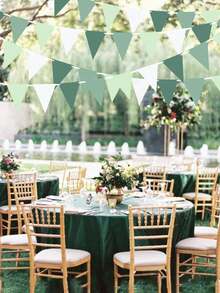 1 peça Bandeira de Bunting Verde Sálvia e Branco com Bandeiras Triangulares e Guirlanda de Flores, Adequada para Decorações de Natal, Aniversário, Festa de Formatura, Noivado, Casamento, Verão, Casa, Jardim e Festa de Golfe de Verão, Natal - multicolorido - Ver 1