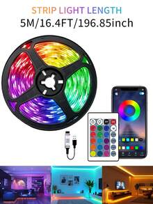 智慧APP LED燈條 1m-20m (3.2ft-65.6ft)，USB供電 RGB變色燈條 附APP與24鍵遙控器，音樂同步LED燈 適用於臥室、房間裝飾、派對、萬聖節 - 七彩24鍵遙控+APP控制 - 查看 13