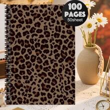 1pc Cute Leopard Print & Zebra Spiral Notebook - Journal With Bow-Accent Cover, For School, Office, Travel, Diary, Planner - Compact Writing Notebook For - Animal Pattern Diary Gift - F - View 6