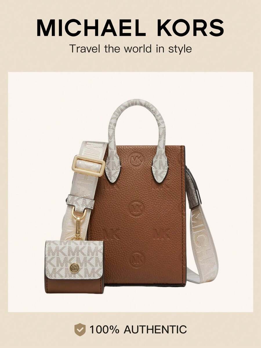 Michael Kors Mirella 女士小号斜挎包,带可拆卸迷你卡包,女士手提包/手拿包 - 棕色 - 查看 1