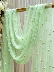 1pc Light Green Pearl Tulle Fabric, Wedding Decoration Banner, Party Backdrop, Translucent Curtain, Bridal Shower, DIY Wedding Dress, Photo Props, Tablecloth, Tablecloth, Gift Wrapping, DIY Crafts, Baby Shower, Home Decor, Birthday Party Supplies, Birthday Decoration, Table Centerpiece Decoration, Home Decor, Room Decor, Chair Decoration Bow - Light Green Pearls - View 4