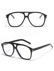 1 Pair Women's Plastic Geometric Pattern Transparent Glasses, Suitable For Daily Life, Office, TV Watching, Gaming And Other Occasions, With Complete Accessories - Black - View 5