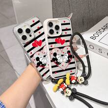 This Disney Mickey Mouse Pattern Lanyard Phone Case Features A Strong Magnetic Closure And Full Coverage Of Acrylic And TPU Material. It's Shockproof, Lightweight, And Suitable For IPhone17/16/11/13/15/15 Plus/15 Pro/15 Pro Max/12/14 Pro Max/11 Pro Max/12 Pro/12 Pro Max/13. It's A Popular Birthday Gift, Business Gift, Durable, Stain-Resistant, And Fingerprint-Resistant New Phone Case For Men And Women. It Also Includes A Mickey Mouse Phone Case And Mickey Mouse Doll Bracelet. Compatible With SamsungGalaxy S20, S21, S22, S23, And S24 Series. It's The Perfect Gift For Friends And Family. This Stylish Phone Case Is Fun, Lightweight, And Durable. IPhone17 Pro Max Phone Case, Minnie Phone Case. - Hồng - Xem 5
