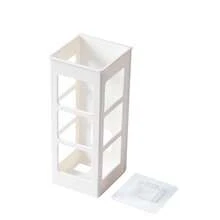 1 pieza Estante de almacenamiento para plancha y rizador, soporte multifuncional para peine de baño montado en la pared sin perforación, caja de almacenamiento para baño - transparente - Ver 6
