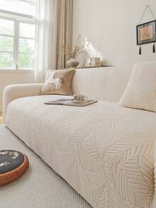 1pc Jacquard Sofa Cover, Plush Fabric Multi-Purpose Full Coverage Sofa Protector, Holiday Decor Stretch Fitted Sofa Slipcover, Suitable For 1/2/3/4 Seater Combination Sofa And Straight Sofa - Beige - View 4