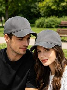 1pc Solid Color Unstructured Baseball Cap, Versatile Vintage Distressed Curved Brim Snapback Hat, Suitable For Casual Daily Wear, Travel, Sun Protection, Gift For Friends - Grey - View 5