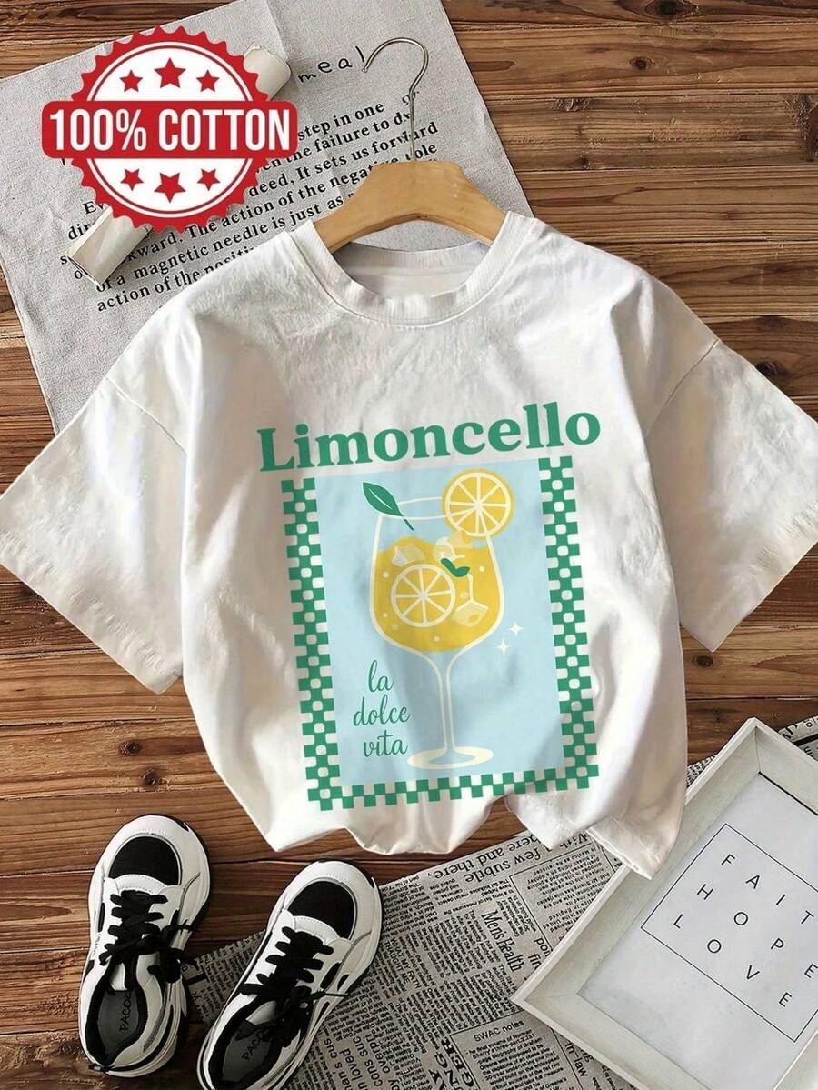Spring/Summer Oversized Tops, 100% Cotton, Women's Short Sleeve T-Shirts, Funny Plaid Print, Fresh Lemon & Cocktail, Solid Color Crew Neck, Soft & Comfy, Casual, Streetwear, Y2K, Beach, Graduation, Vacation, Tops, Summer, Spring, T-Shirt, Gym, Sports, Party Tops, Vintage, Carnival, Valentine's Day, Maija, Women's Blouses, Women's Summer Clothing, Spring Outfit, Funny Summer T-Shirts, Vacation, Beach, Casual, Cute Blouses, Black Blouses, White Blouses, Summer Blouses, Women's Spring Blouses, Women's Easter Clothing, Carnival, All Seasons, Office/Lounge/Home/Minimalist, Women's Western Clothes, American Retro Style, Unisex, Outerwear, Autumn, Women's Plus Size, Valentine's Day, Carnival, C - White - View 1
