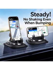 Soporte de teléfono para coche con base de ABS y antideslizante, ajustable para salpicadero/escritorio, compatible con iPhone y smartphones Android - Brazo giratorio para conducción sin manos, navegación, videollamadas, hecho de material ABS - A - Ver 3