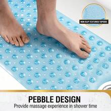 Blue Anti-Slip Shower Mat, Extra Long Non-Slip Tub Mat With Suction Cups & Drain Holes, Ty Bath Mat For Kids & Elderly, Waterproof & Mildew-Resistant, Durable  Material, Provides Secure Grip In Wet Areas, Prevents Slips & Falls, Comfortable Textured Surface For Foot Massage, Ideal For Bathtubs, Showers, Spa & Bathroom Floors, Home Ty Essentials, Great For Families, Pets & People With Mobility Issues, Suction Cups Keep It Firmly In Place, Drain Holes Allow Water To Flow Through, Easy To Rinse & Hang Dry, Odor-Resistant & Long-Lasting, A Must-Have For Every  Bathroom - Nhiều màu - Xem 5