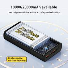 BiLOLLY 20,000 MAh High-Capacity Power Bank, 22.5W Fast Charging Portable Power Bank With Real-Time Battery Level Display, DP 20W Fast Charging, Ultra-Slim Design, Supports Type-C Bidirectional Charging, Portable External Battery Pack Compatible With IPhone 16/15/14/13/12/11 And Android Series. - White - View 5