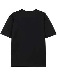 Herren--Shirt mit Rundhalsausschnitt und Wendemotiv für Frühling und Sommer, stilvoll und - Schwarz - Übersicht 3