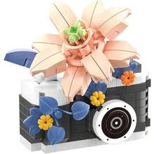 6 Sets Flower Camera Micro Particle Building Blocks Assembly Toy Set, Collectible Cute Camera Miniature Model, Creative Decorative Gift, Suitable For Desktop Display, Photographer Use - Multicolor - View 4