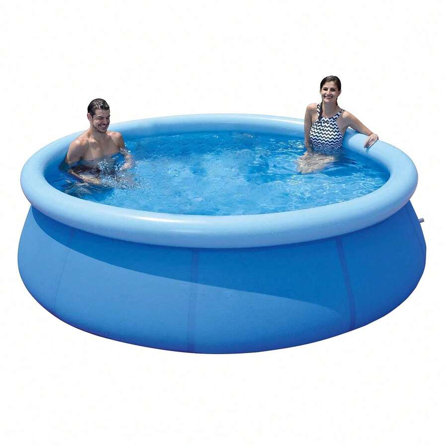 Inflatable Above Ground Pool, Outdoor Top Ring Blow Up Pool Easy Set - Blue - View 1
