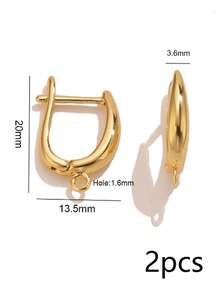 2 Stücke/Set Kupfer Mehrzweck Ohrring Zubehör, mit hochtransparenten weißen Zirkonia besetzt, mehrere Stile verfügbar: Blatt/Rund/Balken/U-Form, DIY Anhänger Ohrring Herstellungsmaterialien - Ohrringe - Übersicht 23