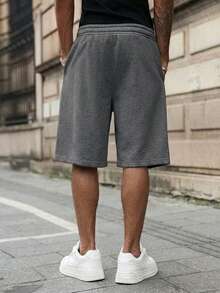 2pcs/Set Teen Boys Knit Straight LegBermuda Shorts, Summer Sports Casual Preppy Style Versatile Shorts - Black - View 5
