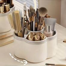 Organizador de Armazenamento de Mesa Giratório 360° com 6 Compartimentos, Grande Capacidade, Suporte de Plástico para Canetas e Pincéis de Maquiagem, para Escritório, Banheiro, Penteadeira, Artigos de Papelaria, Acessórios Cosméticos, Volta às Aulas, Decoração para Casa e Suprimentos Escolares - multicolorido - Visão 5