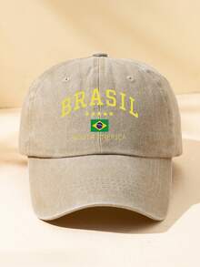 1pc Brazil Print Washed Baseball Cap, Classic Fashion, Soft Sweat-Absorbing Band, Adjustable Size, Lightweight Sun Protection, Versatile Classic Style, Suitable For Outdoor Sports, Football Matches, Daily Wear, Parties And Vacations, Perfect Gift For Friends And Family - A - View 20