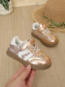 1 par de zapatos deportivos para niñas y niños, otoño, nueva moda, de caña baja, con cierre de gancho y bucle, estilo princesa, zapatos para bebé - Naranja Quemada - Ver 2