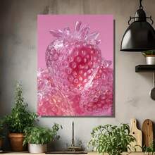Cuadro plano 2D, 2D plano, 2D plano de 1 pieza sin marco, con una fresa rosa sobre un fondo rosa con una textura cristalina. Listo para colgar e ideal para la decoración del hogar, un dormitorio o como un regalo considerado. - Enmarcado - Ver 4