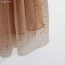 Yunuo Menswear  Falda de línea A de tul y lentejuelas elegante para mujer, versátil para el trayecto diario, estilo callejero francés, vintage, fiesta, Navidad, Año Nuevo, negocios, degradado marrón, adecuada para primavera, verano, otoño, invierno - Multicolor - Ver 7