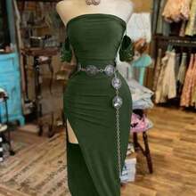 LunaCass8 NostaNoir Vestido bandeau de unicolor de moda para mujer - Verde - Ver 1