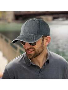1pc Solid Color Unstructured Baseball Cap, Versatile Vintage Distressed Curved Brim Snapback Hat, Suitable For Casual Daily Wear, Travel, Sun Protection, Gift For Friends - Grey - View 4