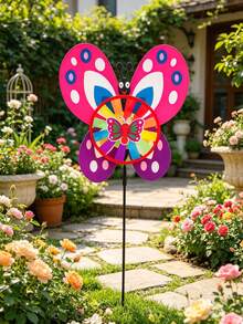 1 pieza Decoración de molino de viento para exteriores, estaca de suelo con forma de mariposa y animal lindo, decoración de molino de viento para jardín y patio, disposición de escena de actividad al aire libre, estatua de estaca de suelo, lindo, animado, interesante, añade vitalidad al jardín, adecuado para jardín, césped, balcón y regalo festivo - K - Ver 7