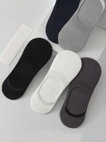 5 Pairs Men's Solid Color No-Show Socks, Soft And Breathable, Suitable For All Seasons - Multicolor - View 4