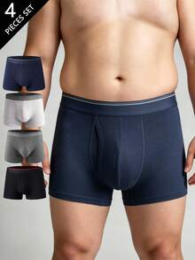 Norcotton 4pcs Plus Size Men's Front Open Boxer Briefs; Multi-Color Assortment - Multicolor - View 1