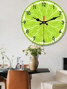 1 Pc 10 Inch/12 Inch Chic Lemon Design Silent Quartz Wall Clock - Round Wooden Clock For Bedroom, Living Room, Office, Kitchen & Bathroom Decor - Battery Operated (AA Battery Not Included),Home Decor Living Room,Living Room Decor,Wall Decor, - Multicolor - View 5