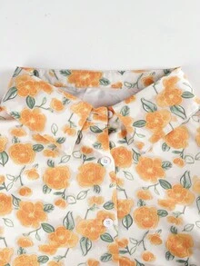 Plus Size Women Floral Print Ruffle Trim Short Sleeve Blouse Vacation Summer - Multicolor - View 4