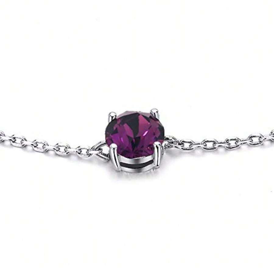 EGOOandYAMEE Birthstone Bracelet White Gold Plated Cubic Zircon Adjustable Bangle 12 Color Gifts for Women Girls - Junio - Ver 1